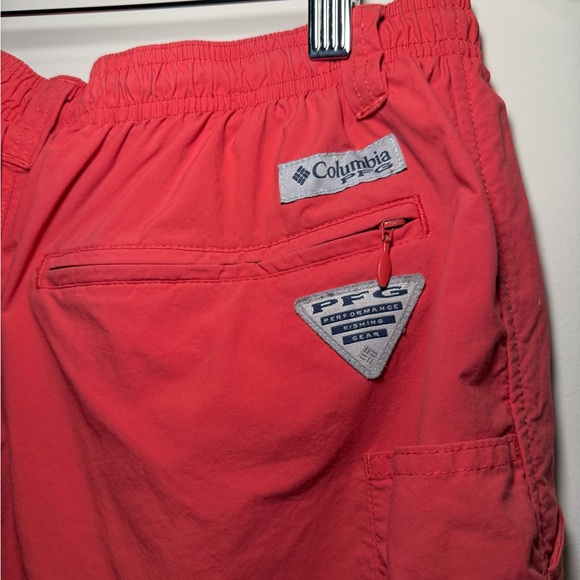 Columbia PFG Omni Shade Men's Coral Fishing Shorts Size Medium Elastic Waist - Picture 5 of 5